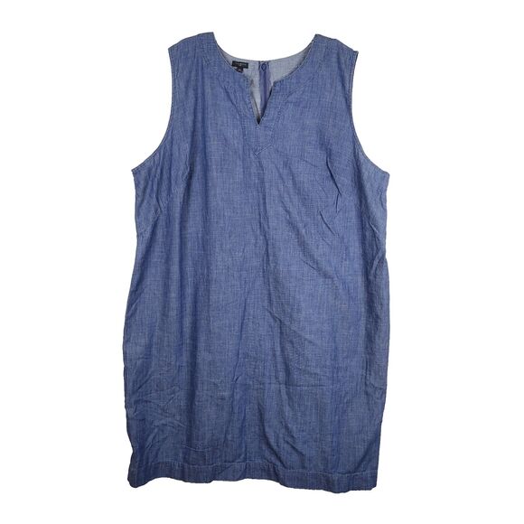 Talbots Chambray Midi Shift Dress Womens Plus Sz 24W Blue Denim Classic Basic - Picture 1 of 10